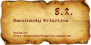 Bacsinszky Krisztina névjegykártya